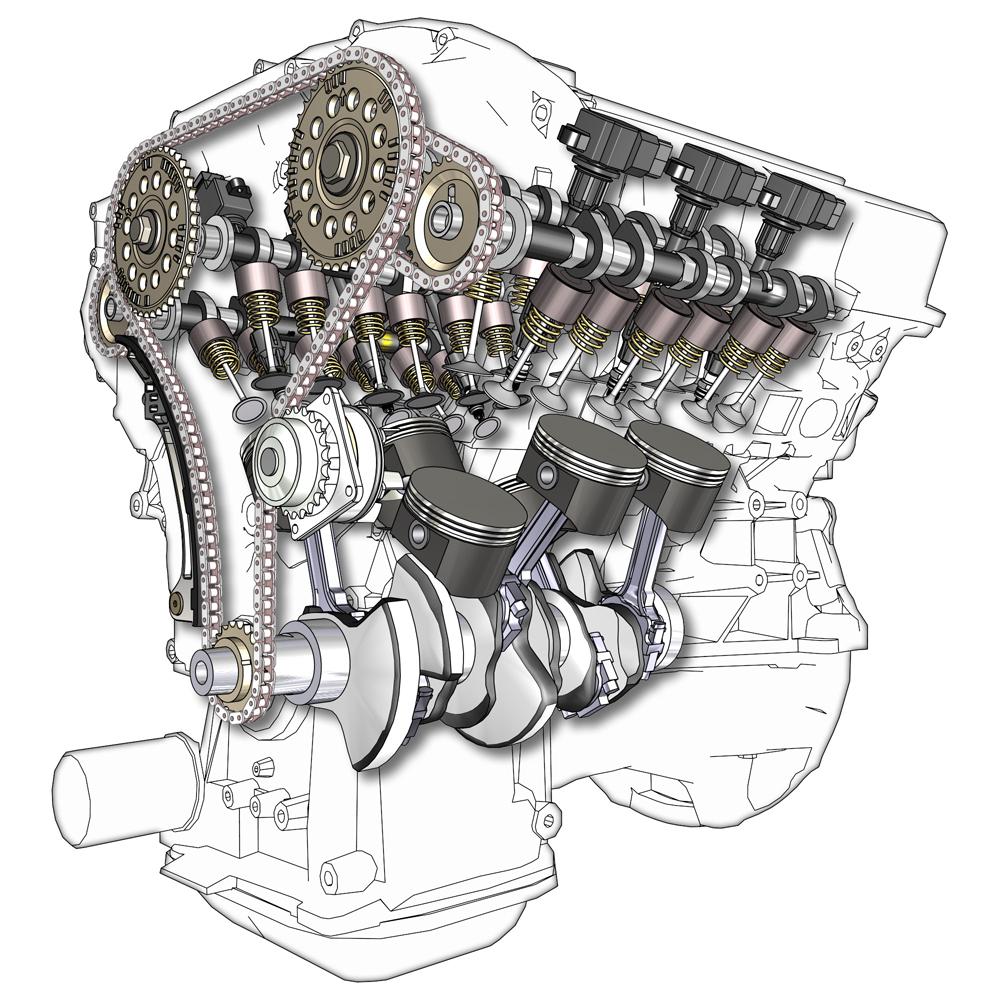V6 发动机结构透视图